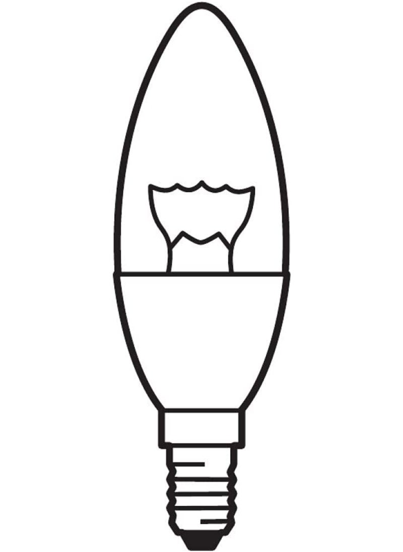Osram - Osram E14 Bulb LED Value Classic B Clear 4.9 W Warm White Candle Lamp  - 2700K Pack Of 6 - Image 1