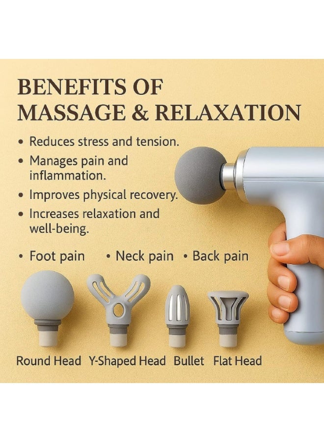 جهاز تدليك عضلات محمول 6 سرعات مع 4 رؤوس سيليكون – شحن Type‑C وصوت منخفض - Image 5