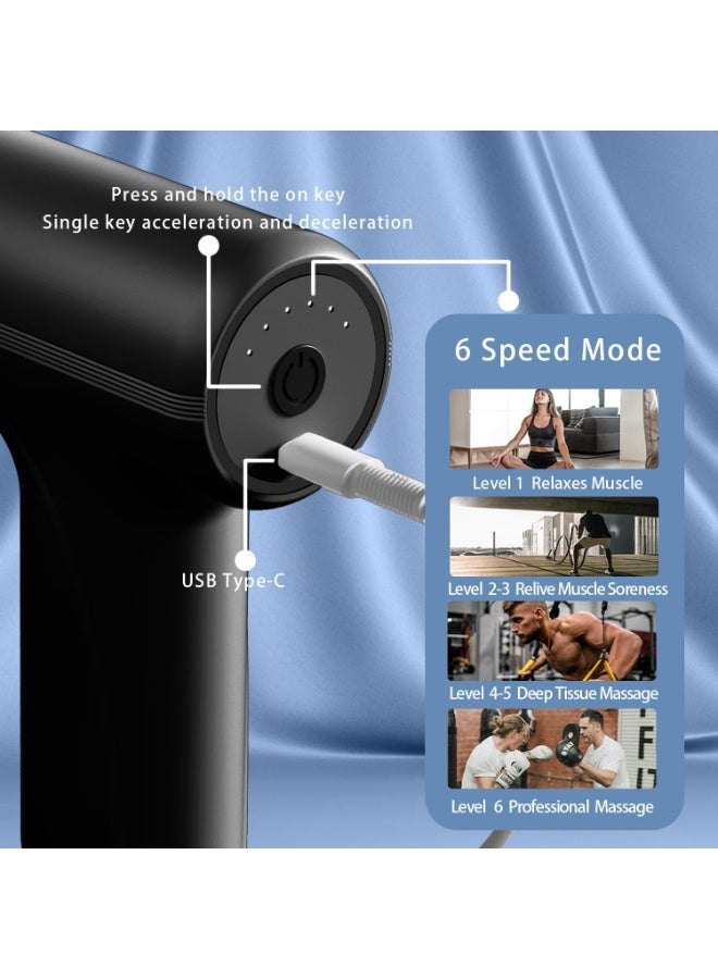 جهاز تدليك عضلات محمول 6 سرعات مع 4 رؤوس سيليكون – شحن Type‑C وصوت منخفض - Image 4