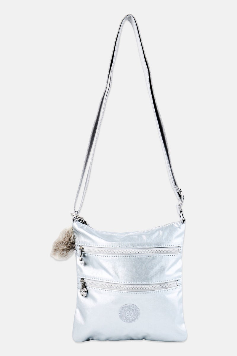 kipling Women Brand Logo Crossbody Bag, Silver - Image 1