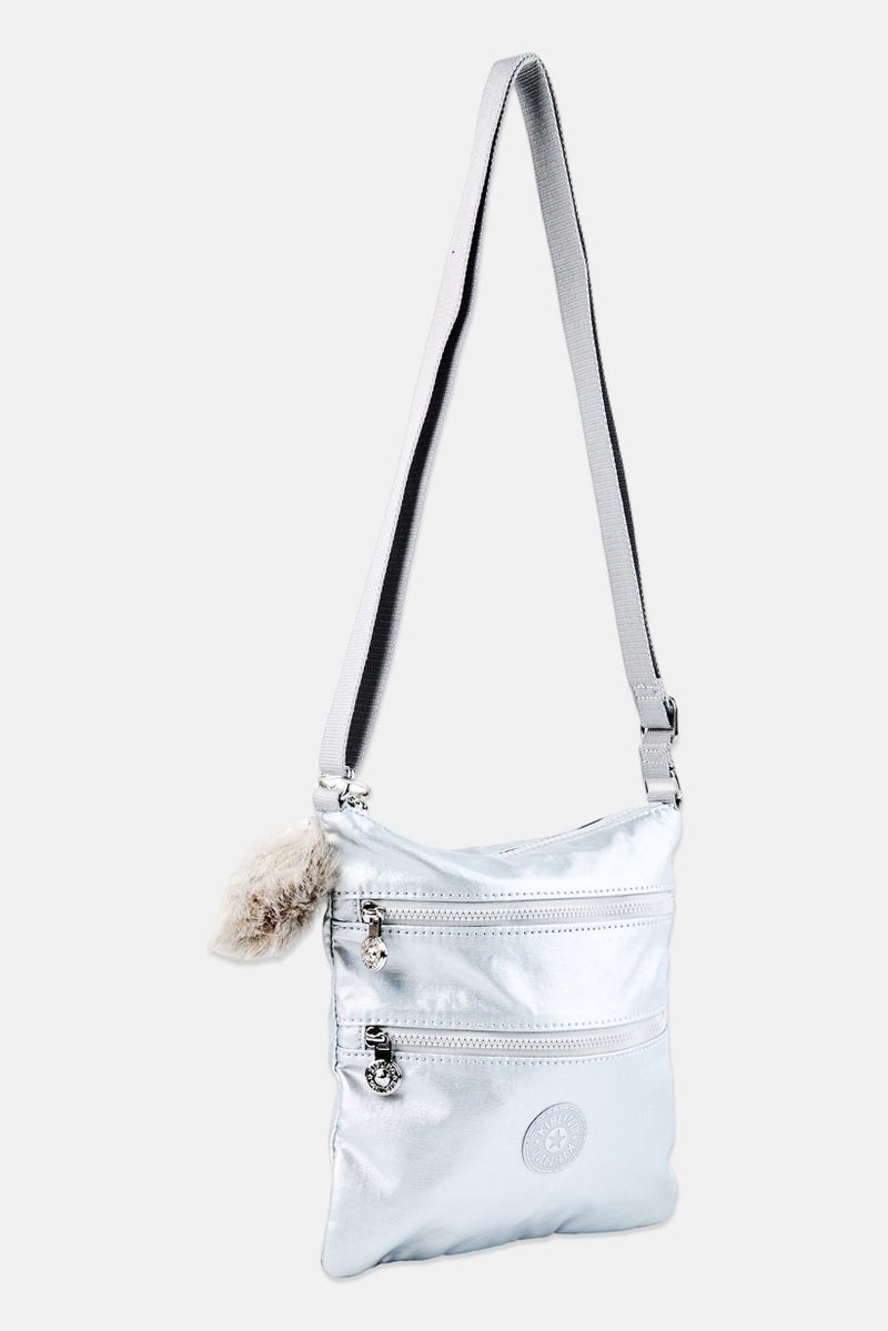 kipling Women Brand Logo Crossbody Bag, Silver - Image 2
