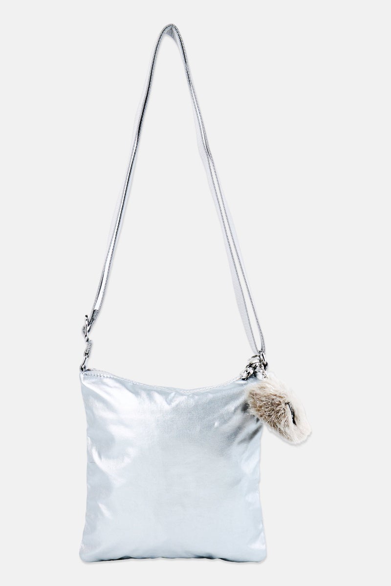 kipling Women Brand Logo Crossbody Bag, Silver - Image 3