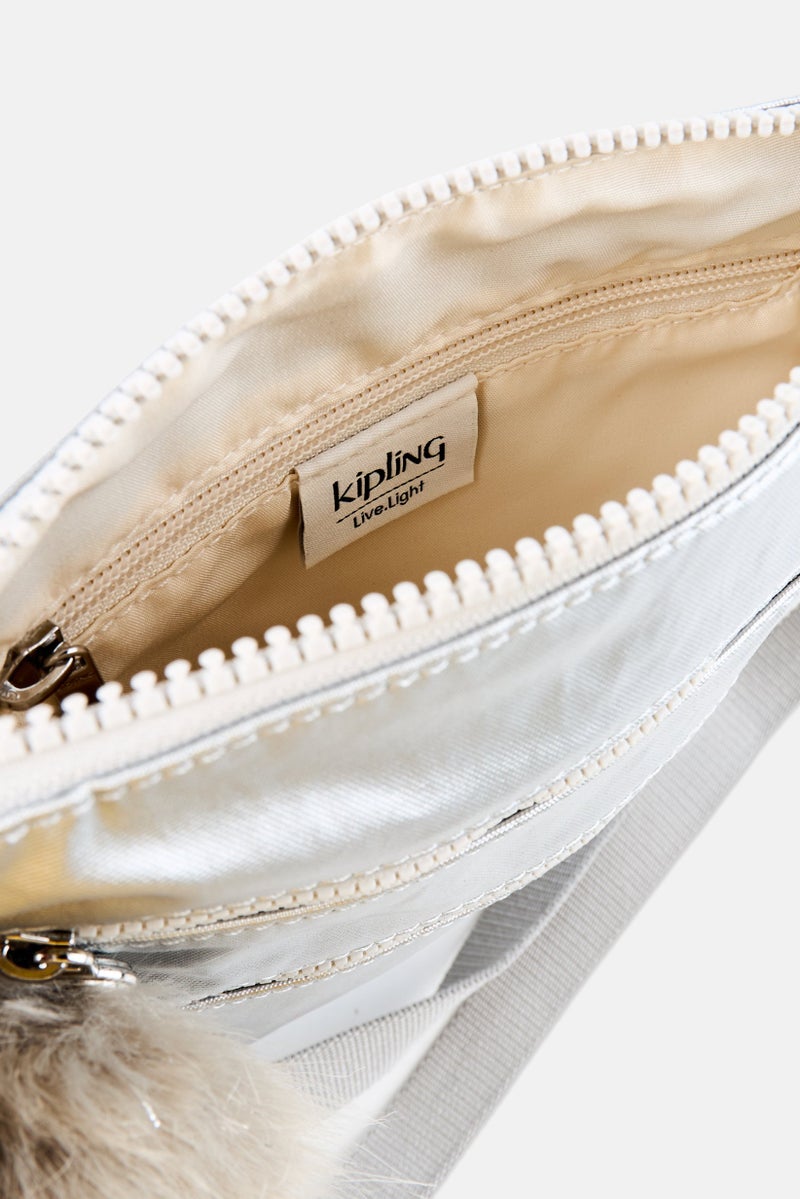 kipling Women Brand Logo Crossbody Bag, Silver - Image 4