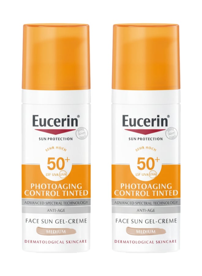 Pack Of 2 Face Sunscreen Photoaging Control Tinted Anti-Age Sun Gel-Cream Suitable As Make-Up Base Orange 50ml - Image 1