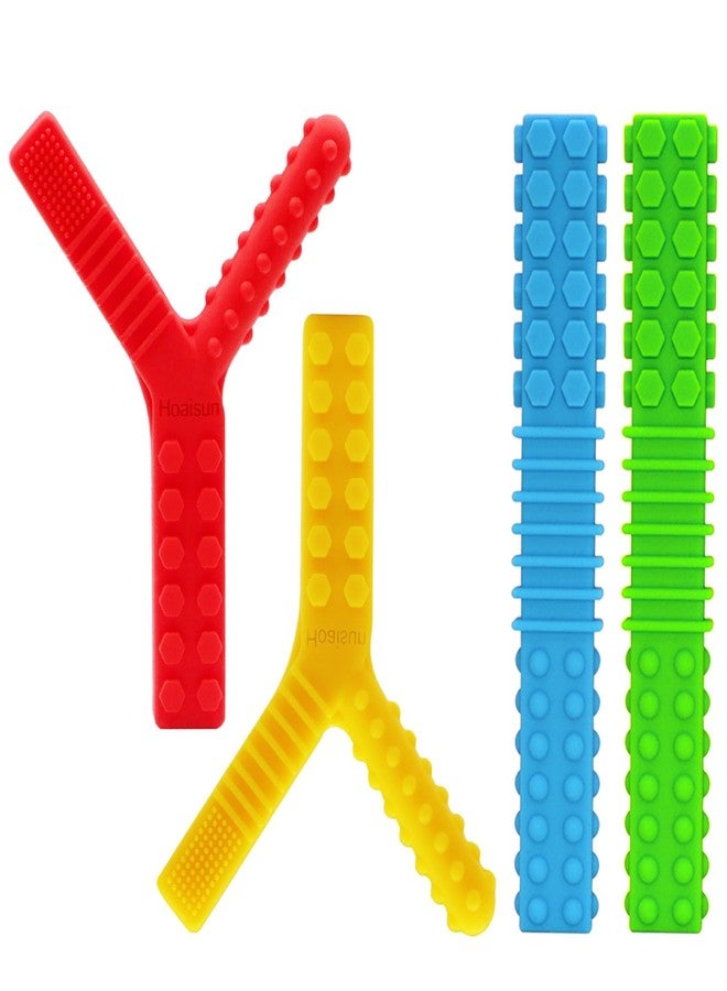 Hoaisun Sensory Toys for Autistic Children, 4 Pack Chew Tube for Sensory Kids Chewing, Silicone Chew Sticks Teethers for Oral Motor ADHD, SPD, Autism Reduce Fidgeting - Image 1