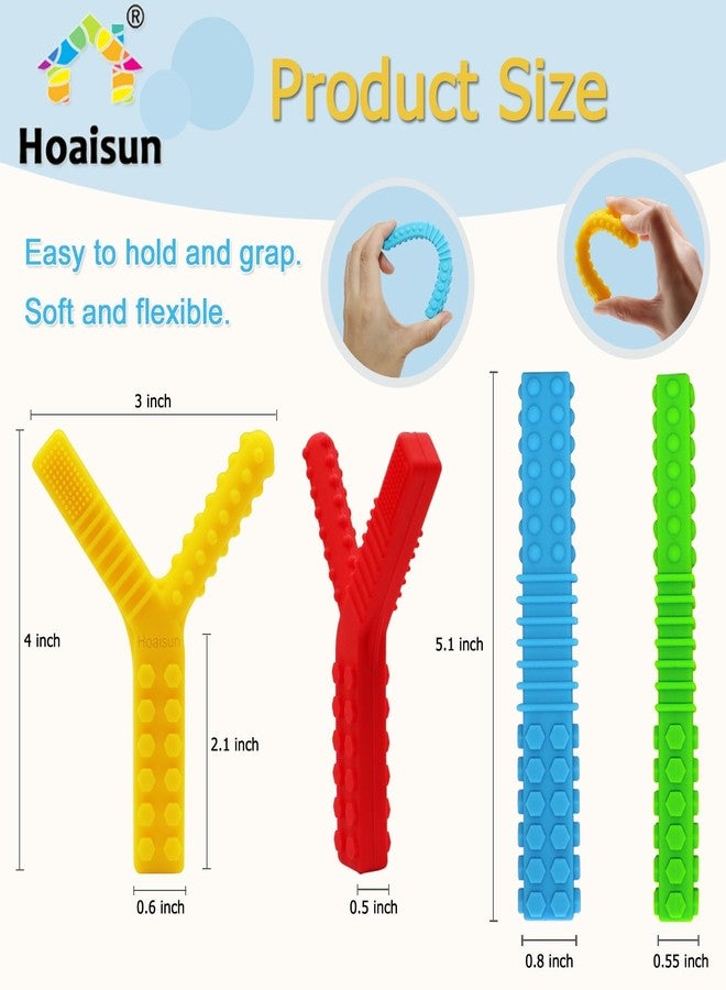 Hoaisun Sensory Toys for Autistic Children, 4 Pack Chew Tube for Sensory Kids Chewing, Silicone Chew Sticks Teethers for Oral Motor ADHD, SPD, Autism Reduce Fidgeting - Image 5
