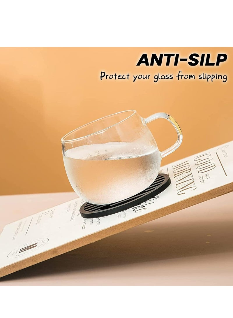 Oasisgalore Silicone Coasters, Coasters for Drinks 6 Set Non-Slip Cup Coasters for Tabletope Protection from Damage (Black) - Image 3