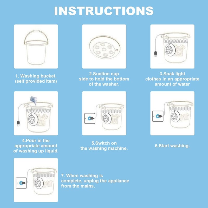 Rana Store 2 in 1 Mini Washing Machine Portable Personal Rotating Motor Convenient for Travel Home Business Trip, White - Image 2