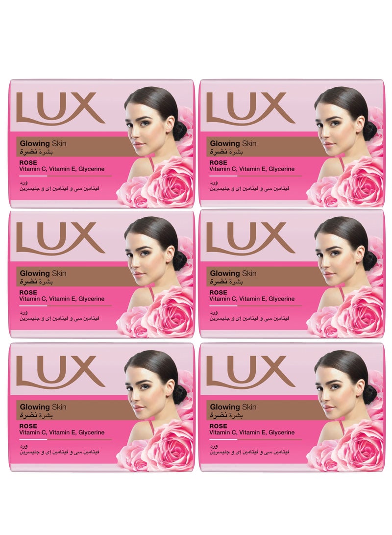 Lux Pack Of 6 Lux Bar Soap glowing skin rose 165G - Image 1
