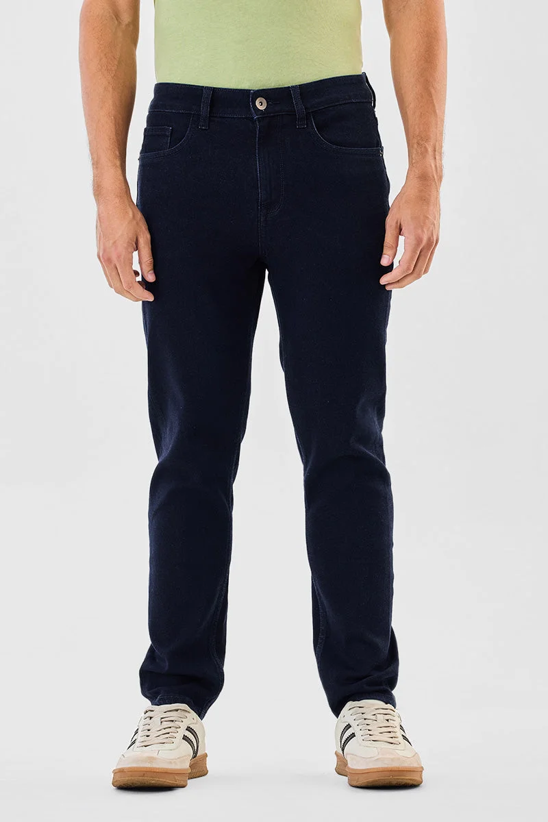 SNITCH Navy Navy Solid Slim Fit Casual Jeans for Men | Best Price UAE
