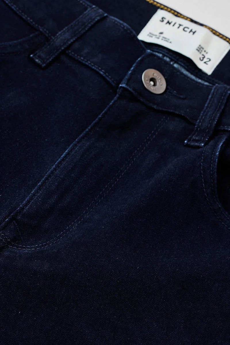 SNITCH Navy Navy Solid Slim Fit Casual Jeans for Men | Best Price UAE