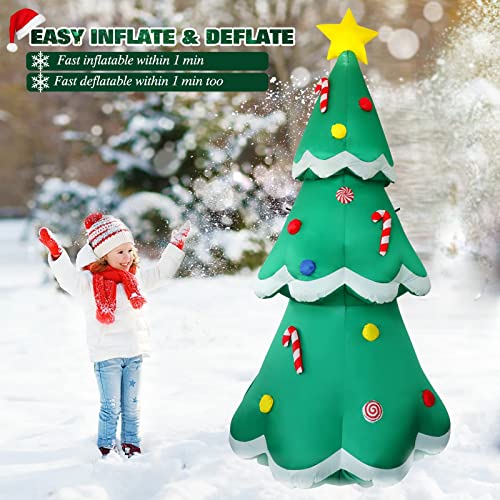 FunFanso 7 FT Tall Christmas Inflatables Tree Decorations Outdoor, Blow up Christmas Tree Yard Decor with LED Lights Star Treetop & Colorful Candy for Xmas Holiday Party Indoor Garden Patio Display Hall Lawn - Image 2