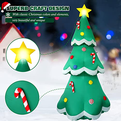 FunFanso 7 FT Tall Christmas Inflatables Tree Decorations Outdoor, Blow up Christmas Tree Yard Decor with LED Lights Star Treetop & Colorful Candy for Xmas Holiday Party Indoor Garden Patio Display Hall Lawn - Image 3