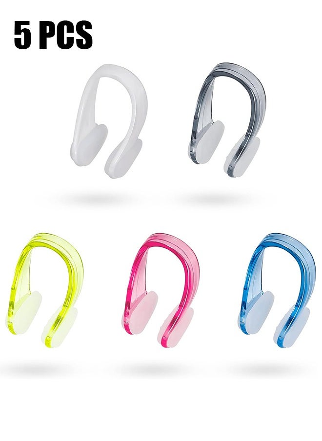 HY Swimming Nose Clip, Set of 5 Silicone Nose Clips for Swimming Nose Plugs Nose Guard Kits for Adults and Children with Packaged Box  - Image 1