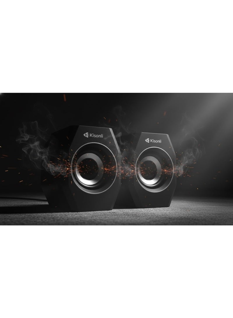 Kisonli A-101S USB 2.0 Headphones with Powerful Sound and High Quality – Operates with a 3.5mm Audio Cable – Black - Image 2