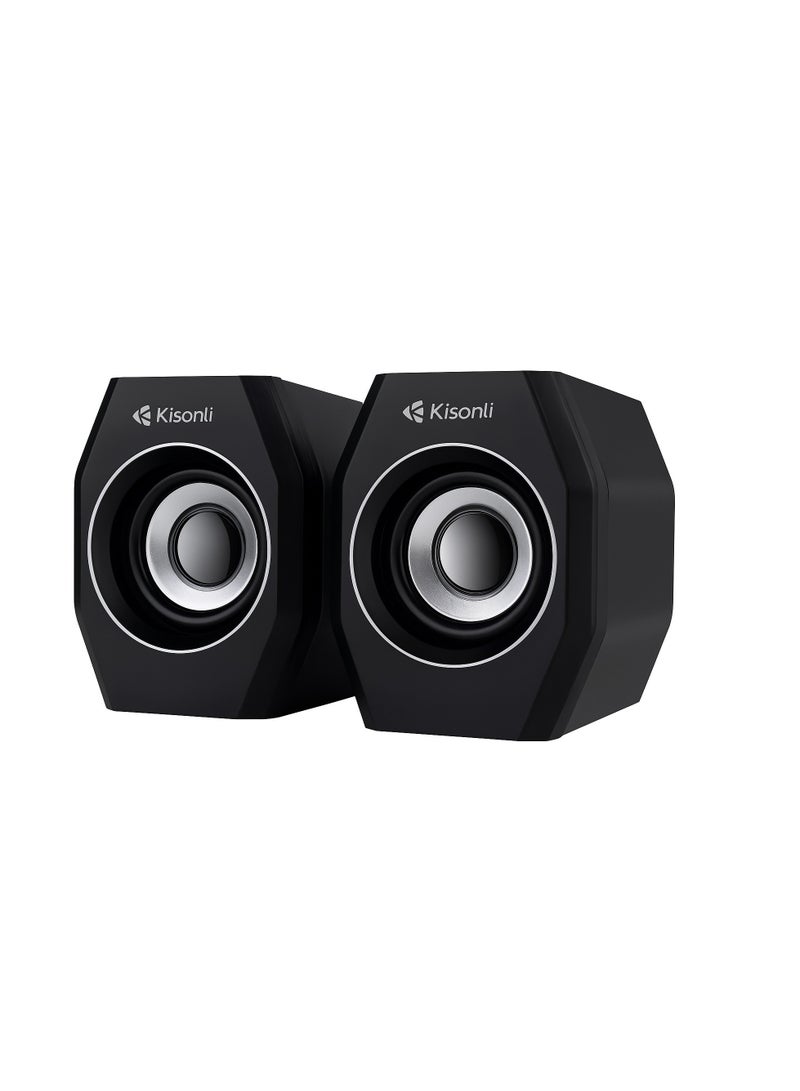 Kisonli A-101S USB 2.0 Headphones with Powerful Sound and High Quality – Operates with a 3.5mm Audio Cable – Black - Image 1