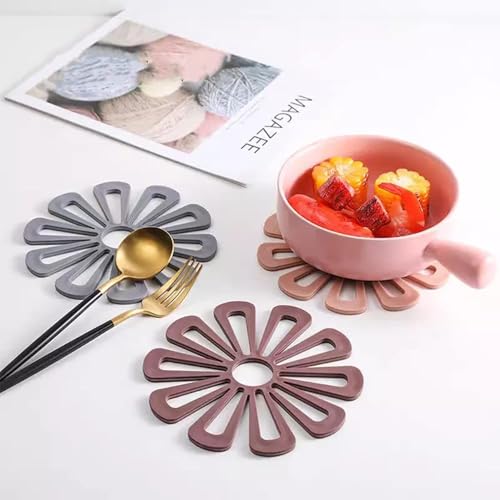 Rexez Silicone Trivet Mat Pack of 6 | Hollow Out Design Heat Resistant Pot Holder Pads | Non-Slip Heat Insulation Mats for Table & Countertop | Modern Kitchen Pads for Hot Pots & Pans (Multicolour) - Image 5