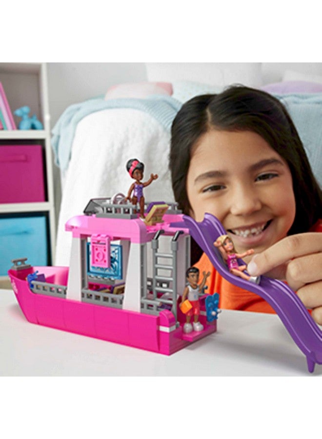 Mega Brands MEGA Barbie Kids Building Toy Set, Malibu Dream Boat with 317 Pieces, 2 Micro-Dolls and Accessories, Pink, Ages 6+ Years  - Image 2