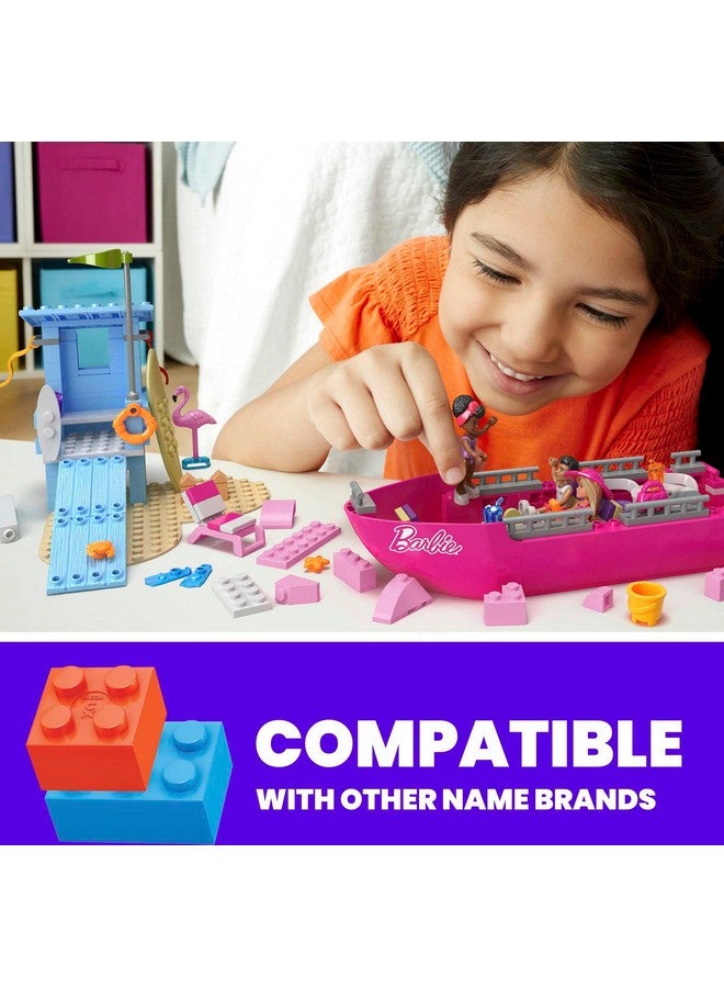 Mega Brands MEGA Barbie Kids Building Toy Set, Malibu Dream Boat with 317 Pieces, 2 Micro-Dolls and Accessories, Pink, Ages 6+ Years  - Image 3