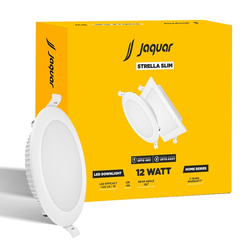 Jaquar Strella Slim 12W Round Recess Down Light - Warm White, Energy Efficient LED Ceiling Light for Home and Office (Pack of 1) - Image 1