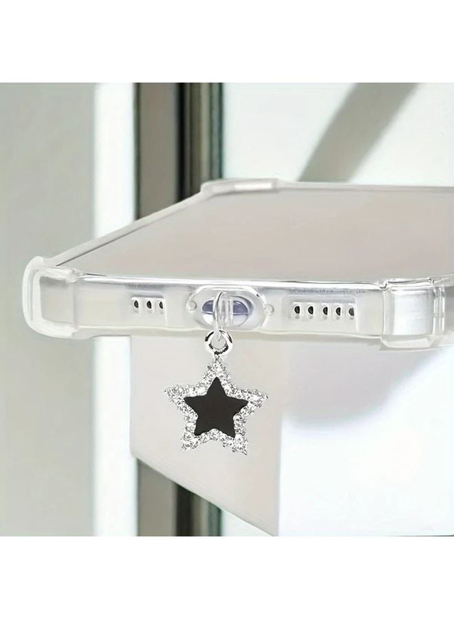 Type C Anti Dust Plug Pentagram Rhinestone Star Phone Pendant - Image 2