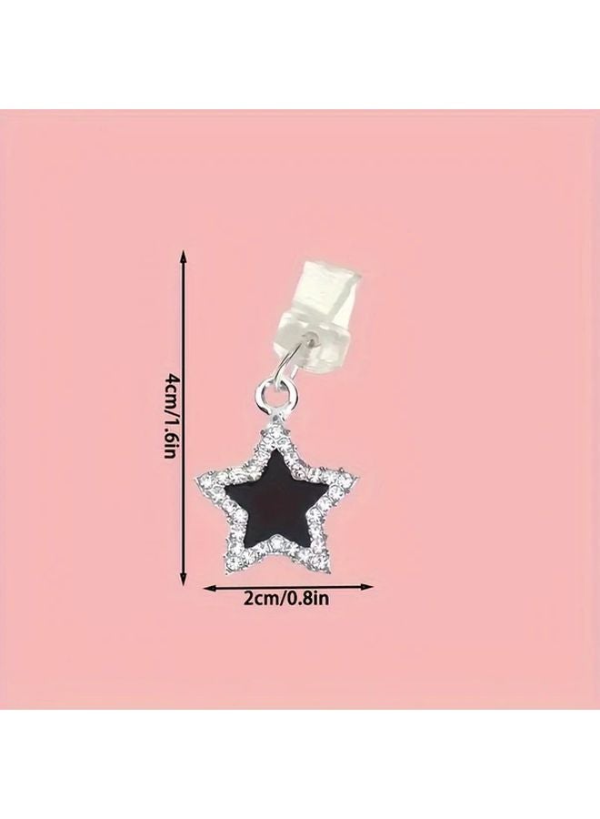 Type C Anti Dust Plug Pentagram Rhinestone Star Phone Pendant - Image 3