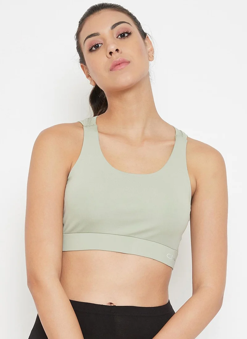 كلوفيا Clovia Medium Impact Padded Racerback Sports Bra in Sage Green