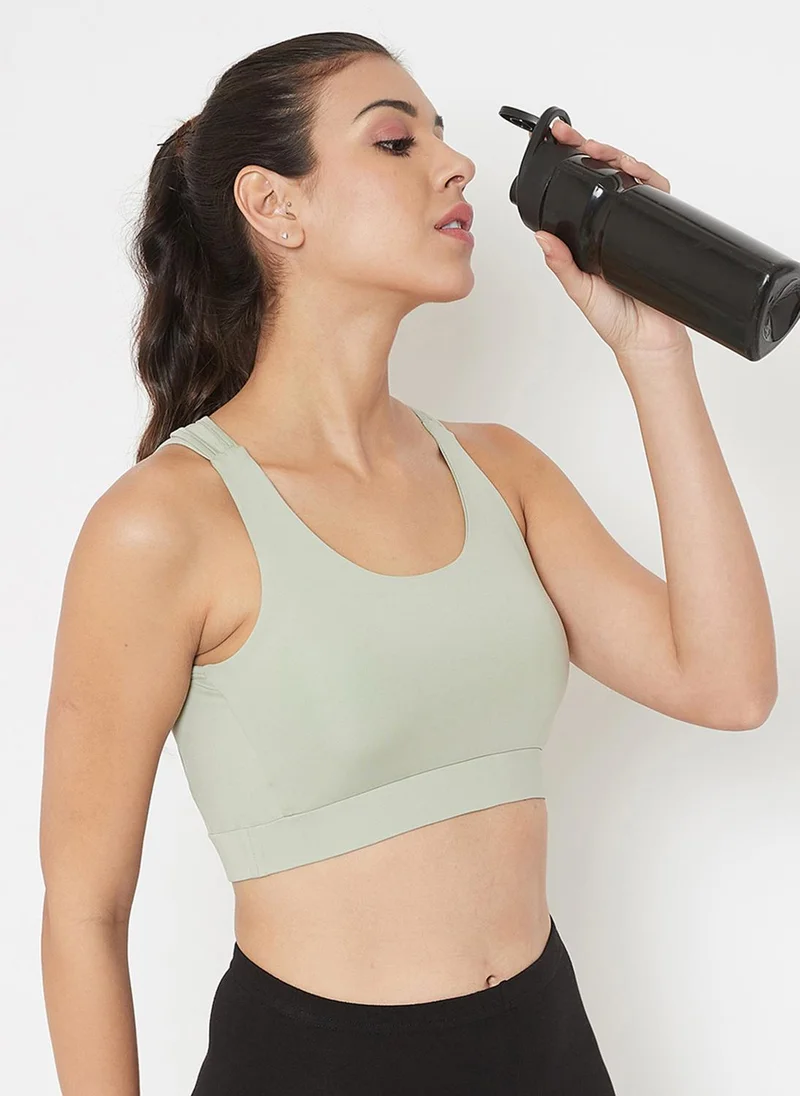 كلوفيا Clovia Medium Impact Padded Racerback Sports Bra in Sage Green
