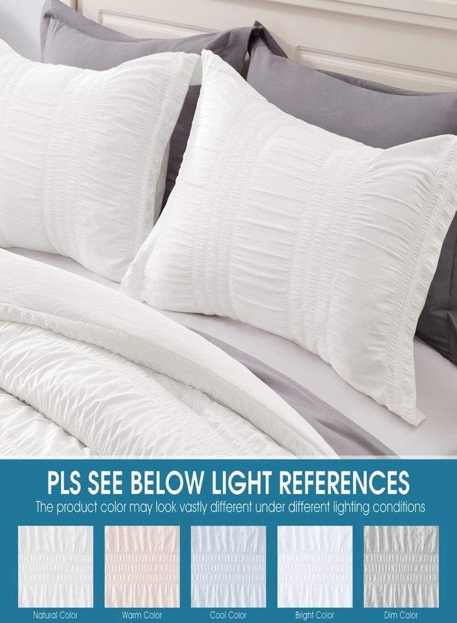 BYSURE Seersucker Quick-Dry Summer Comforter Set 3 Pieces(White, Queen), Non Plastered on Skin When Sweat, Breathable Lightweight Bedding for Hot Sleeper & Night Flashes - Image 5