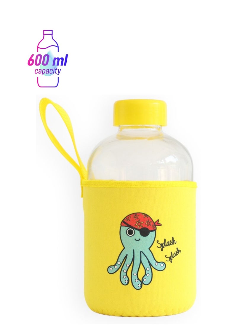 Milk & Moo Milk&Moo Sailor Octopus Kids Glass Water Bottles 600 ML  - Image 1