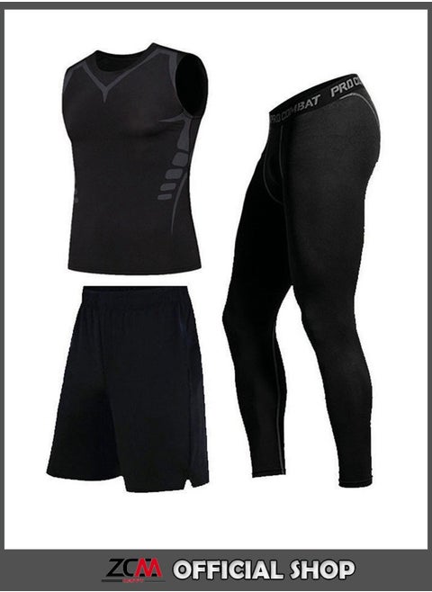 3-Piece Fitness Running Compression Suits