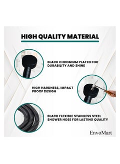 EnvoMart Stainless Steel Shower Head Set - Shower Head with 2 Shower Filter for Anti-Hair Fall and Soft Skin - 2m Shower Hose and Shower Holder - Handheld Shower - Shower Head Filter  - Image 3