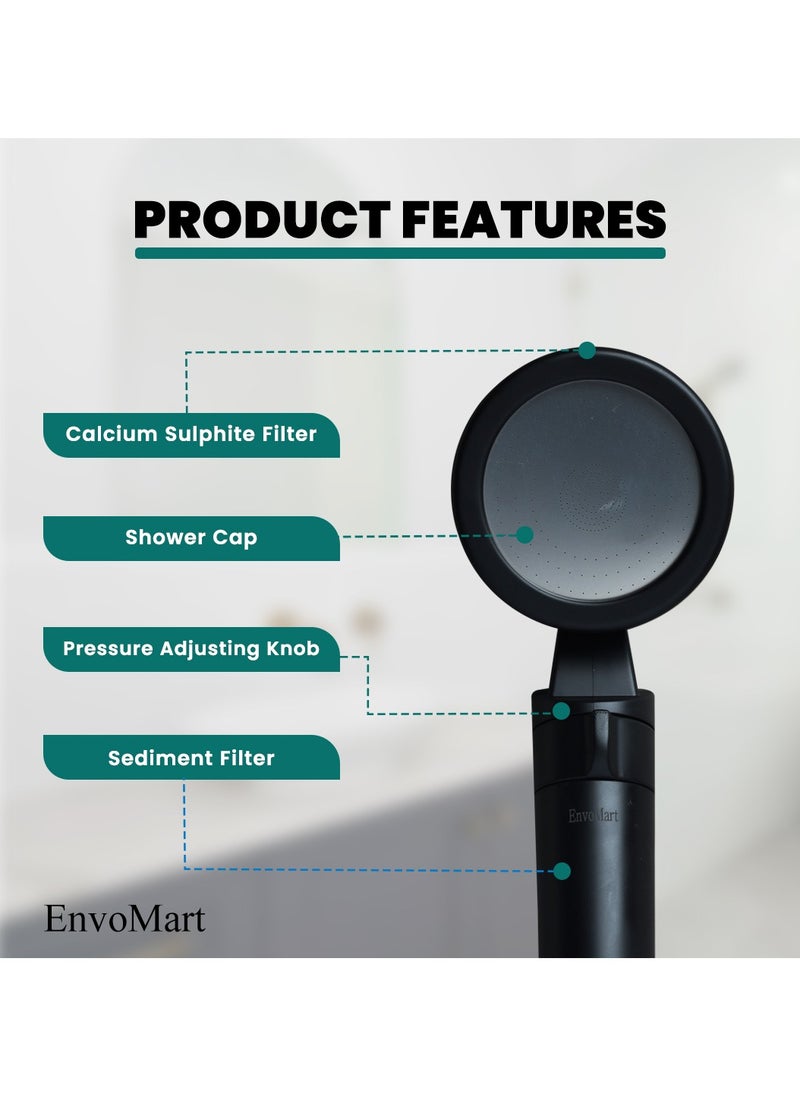 EnvoMart - Stainless Steel Shower Head Set - Shower Head with 2 Shower Filter for Anti-Hair Fall and Soft Skin - 2m Shower Hose and Shower Holder - Handheld Shower - Shower Head Filter - Image 1