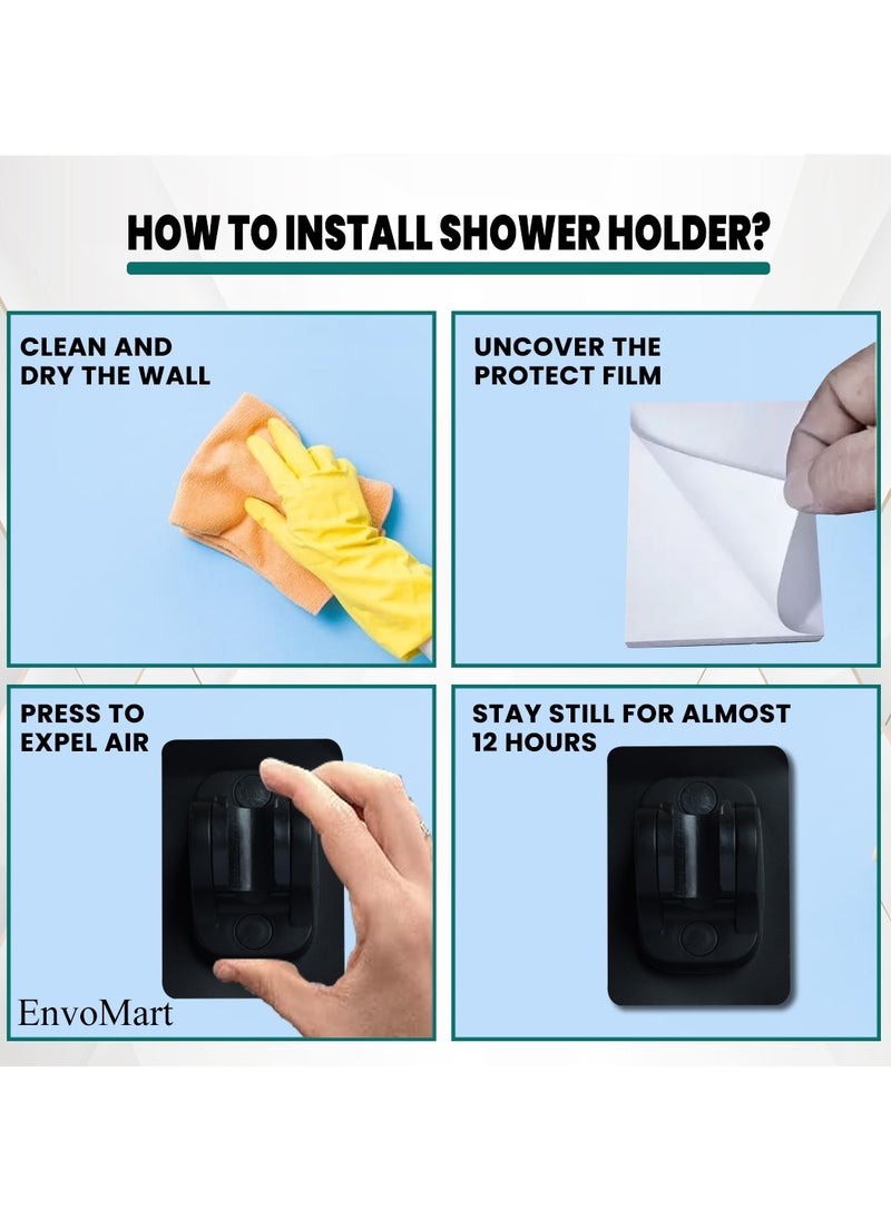 EnvoMart - Stainless Steel Shower Head Set - Shower Head with 2 Shower Filter for Anti-Hair Fall and Soft Skin - 2m Shower Hose and Shower Holder - Handheld Shower - Shower Head Filter - Image 1