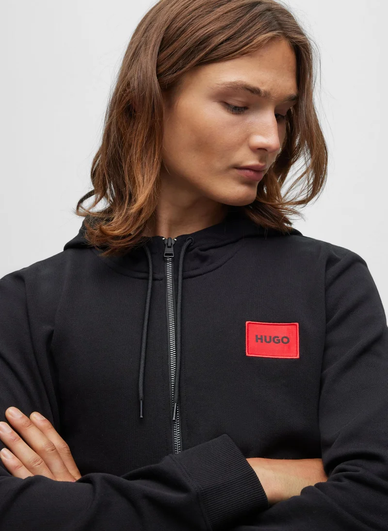 هوجو Regular-fit hoodie in French terry with logo label