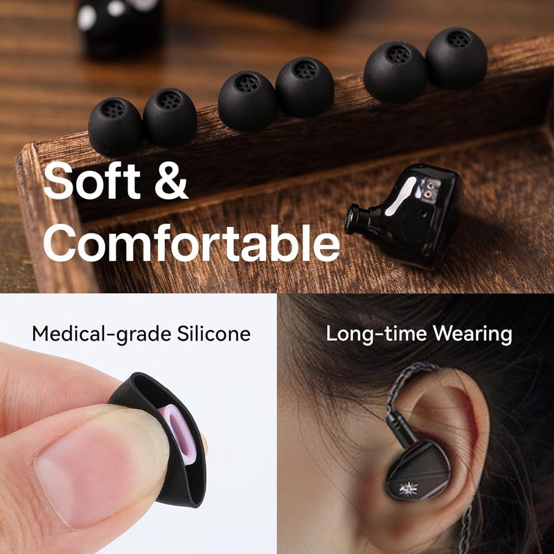 Linsoul Kiwi Ears Flex Earbud Tips, Replacement Silicone IEM Tips, 3 Pairs, S/M/L Size, for KZ ZS10 Pro 2, SuperMix 4,Hype4,Orchestra Lite, Cadenza Wired/Wireless Earphones (Black) - Image 5