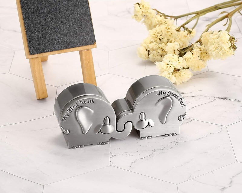 Mogoko Silver Tooth Holder Baby First Tooth and Curl Keepsake Box Set Teeth Fairy Containter Gift Boxes for Child Kids - Image 3