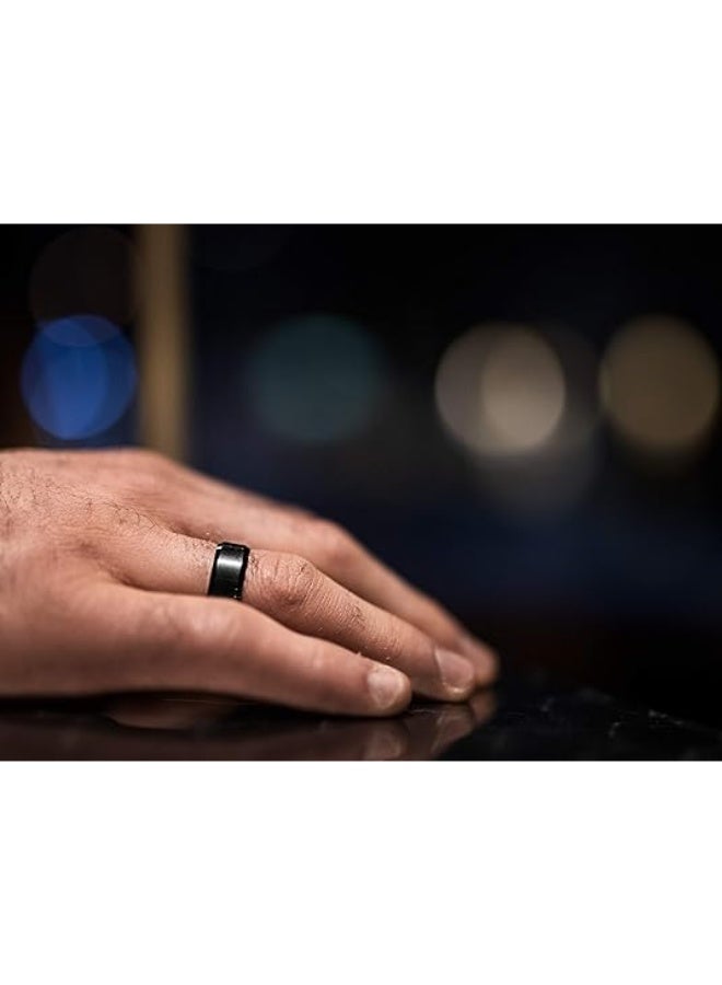 ROMAD Premium Titanium Steel Ring – Beveled Edge, High-Polish Stainless Steel Mirror Finish Band （Black）  - Image 5