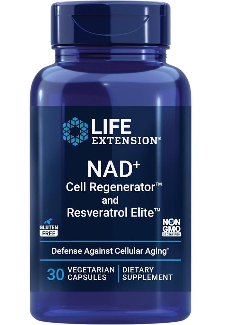 Life Extension NAD+ Cell Regenerator and Resveratrol Elite 30 Vegetarian Capsule 30 Servings - Image 1