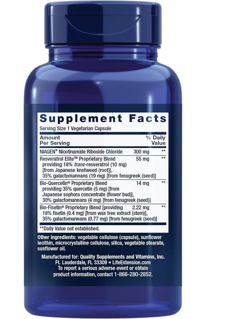 Life Extension NAD+ Cell Regenerator and Resveratrol Elite 30 Vegetarian Capsule 30 Servings - Image 2