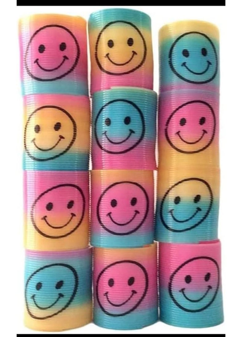 12 Small Smiley Face Slinky Toy For Kids Multicolor - Image 2