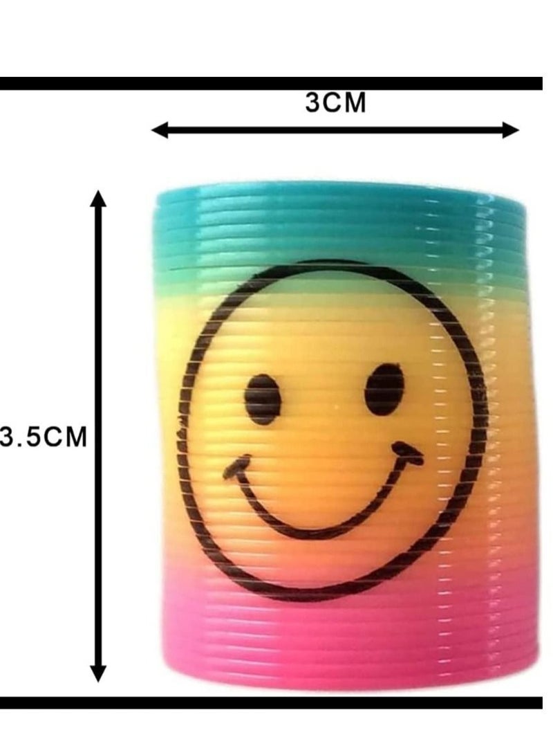 12 Small Smiley Face Slinky Toy For Kids Multicolor - Image 3