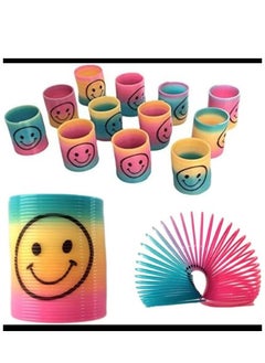 Generic 12 Small Smiley Face Slinky Toy For Kids Multicolor  - Image 1