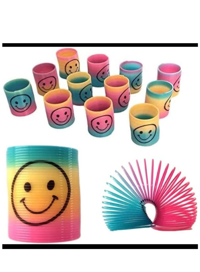 12 Small Smiley Face Slinky Toy For Kids Multicolor - Image 1