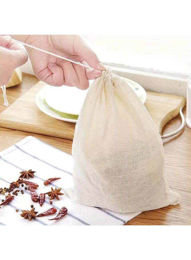 10 Pcs Reusable Drawstring Gauze Bags For Cooking Herbal Infusions Tea Wine - Image 5