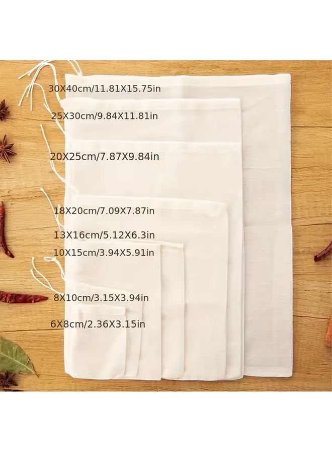 10 Pcs Reusable Drawstring Gauze Bags For Cooking Herbal Infusions Tea Wine - Image 4