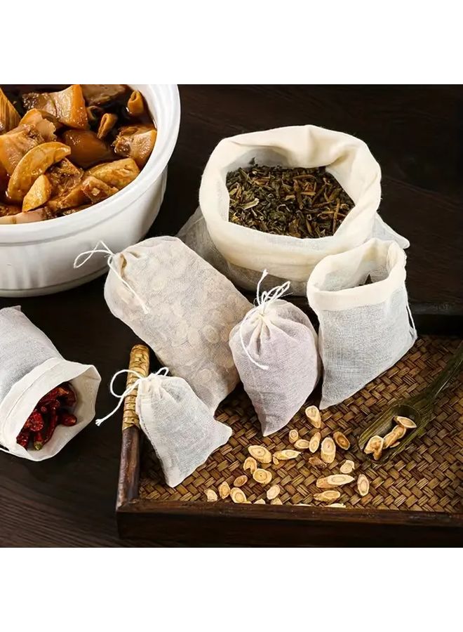 10 Pcs Reusable Drawstring Gauze Bags For Cooking Herbal Infusions Tea Wine - Image 1