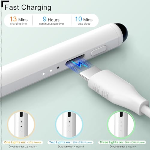 Digiroot Upgrade iPad Pencil for Apple, 2IN1 3X Fast Charge Stylus Pen for iPad with Palm Rejection, Tilt Sensitive Work for iPad Pro 12.9/11 M4, iPad 6-11, iPad Air 3-7 M2 M3, iPad Mini 5/6, White - Image 5
