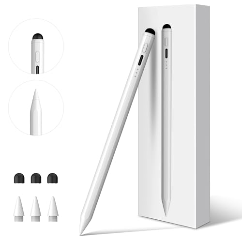 Digiroot Upgrade iPad Pencil for Apple, 2IN1 3X Fast Charge Stylus Pen for iPad with Palm Rejection, Tilt Sensitive Work for iPad Pro 12.9/11 M4, iPad 6-11, iPad Air 3-7 M2 M3, iPad Mini 5/6, White - Image 1