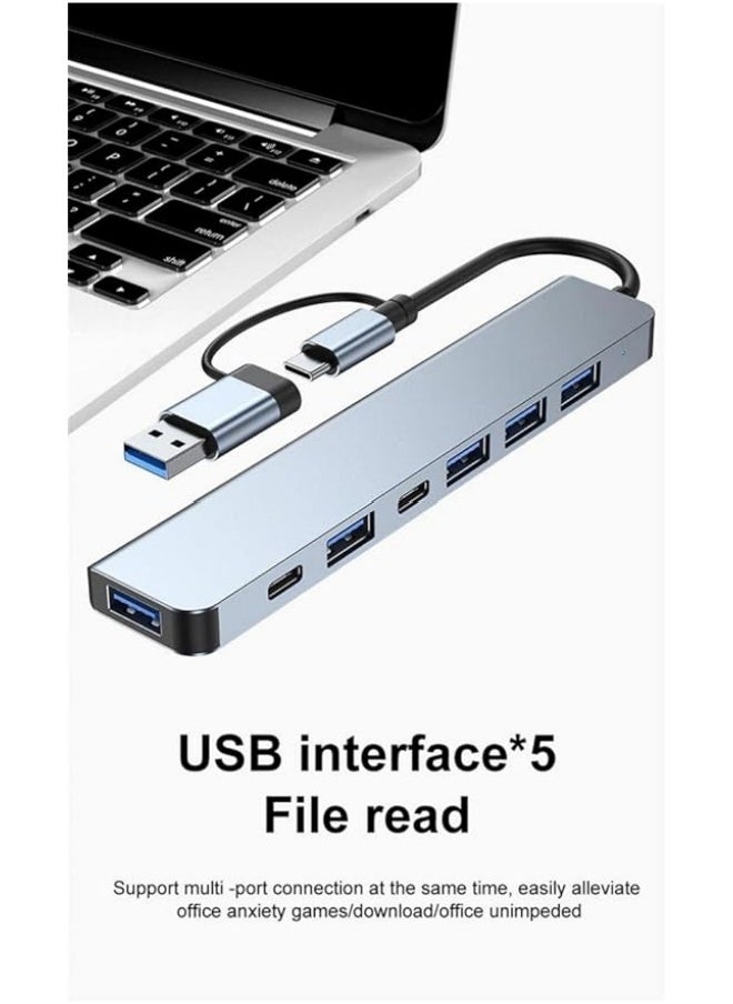 Generic - USB Extender for Type-c & Type-a Port, 7 in 1 USB spliter, Computer Accessory with USB-C USB-A, dongle Adapter for Tablet Phone PC,Compatible with HP Dell Lenovo Galaxy and More - Image 1